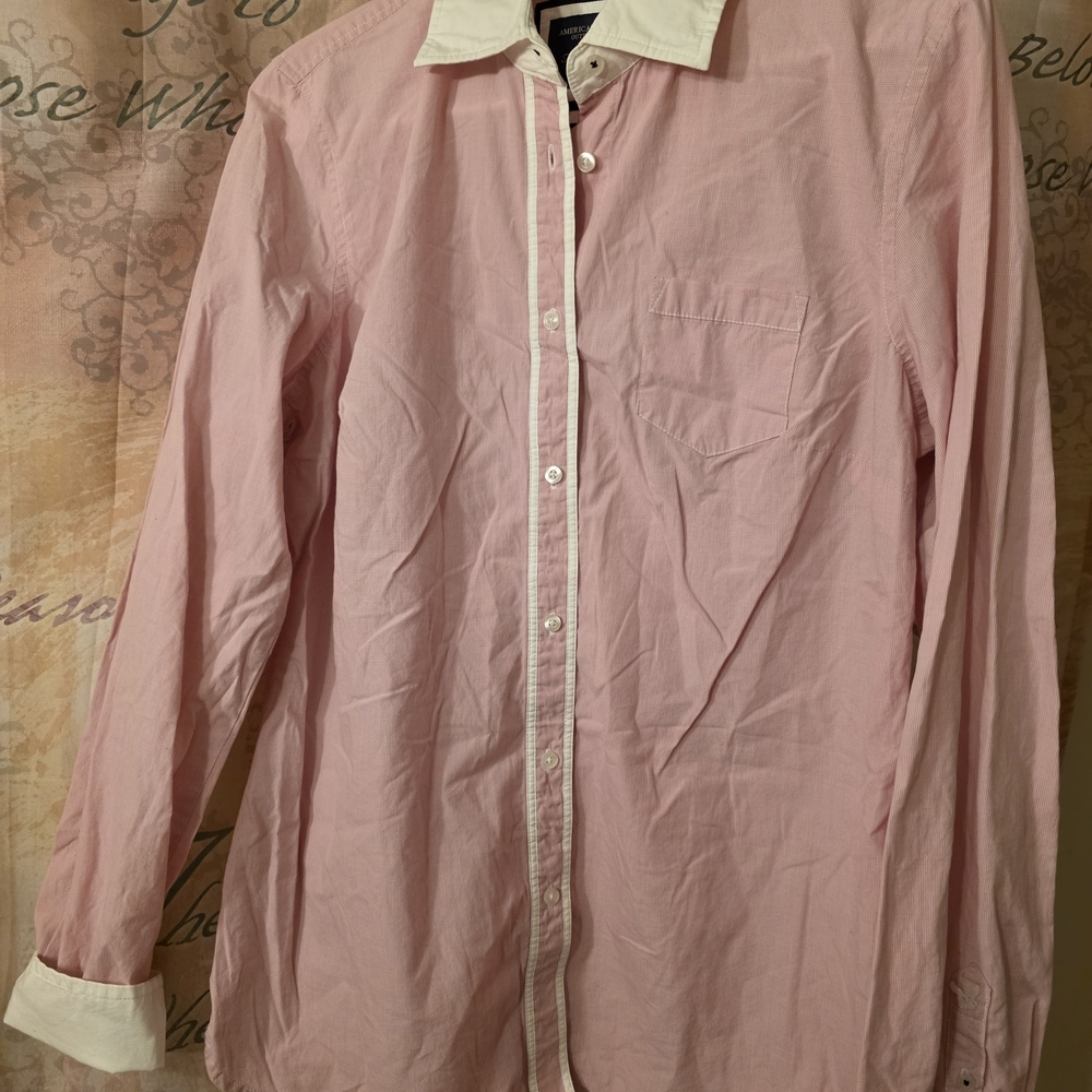 American Eagle Outfitters Pink Button-Down Shirt